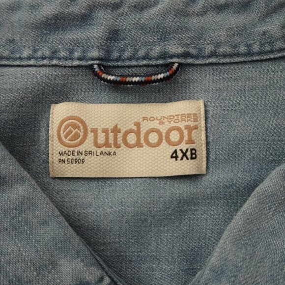 Roundtree & Yorke Denim Shirt Big Mens Size 4XB Blue Cotton Button Front Outdoor - Picture 5 of 9